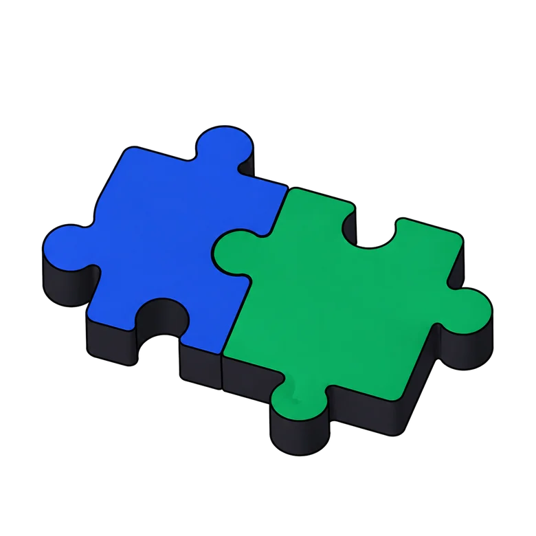 Two connected puzzle pieces representing unified integrations